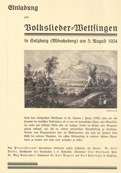 Einladungsplakat zum 2. Salzburger Volksliederwettsingen 